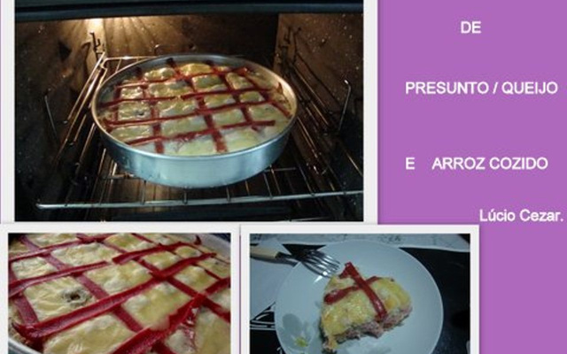 Torta cremosa de presunto e queijo e arroz do Lúcio Cezar