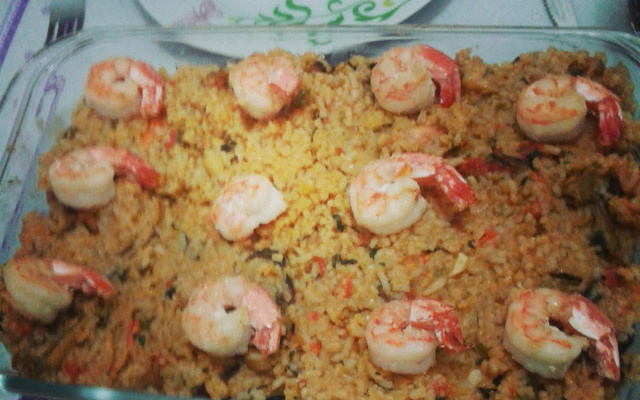 Risoto de camarão e mexilhão