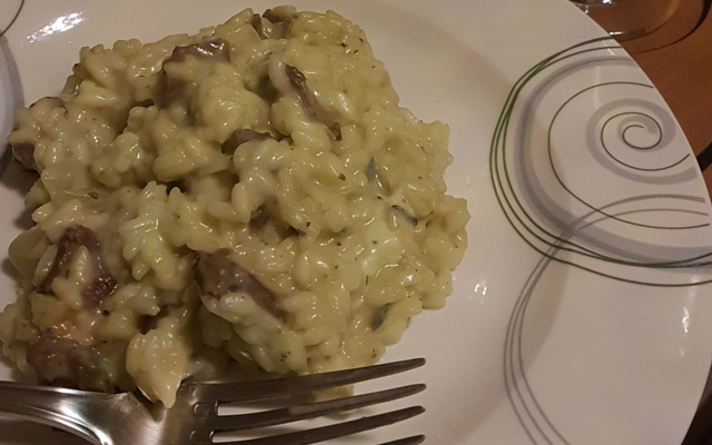 Risoto de filé mignon com queijo gorgonzola