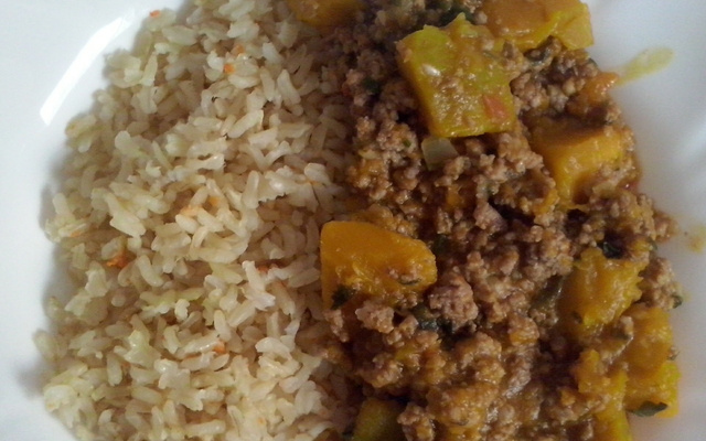 Abóbora com carne moída