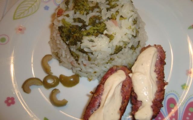 Arroz com brócolis e bacon