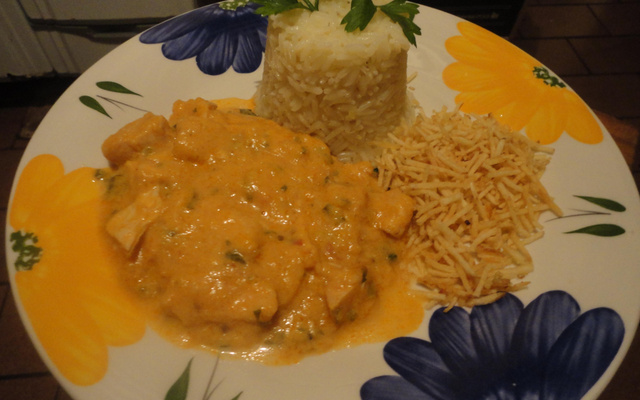 Frango com moranga na panela de pressão