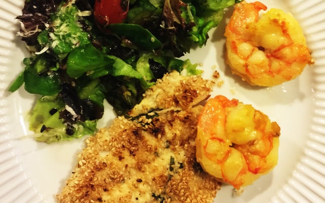 Peixe com gergelim grelhado