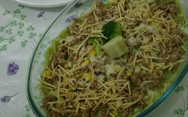 Purê de batata-doce e brócolis