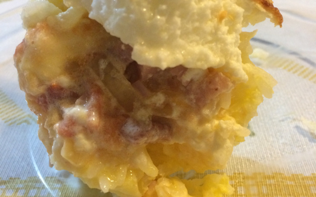 Torta cremosa de presunto e queijo e arroz do Lúcio Cezar