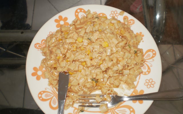 Macarrão com estrogonofe de frango rápido e fácil