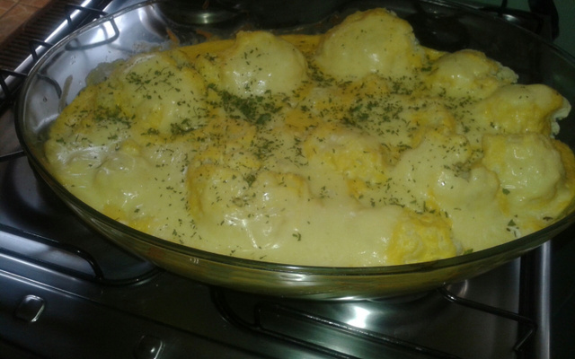 Couve-flor ao forno com creme de milho