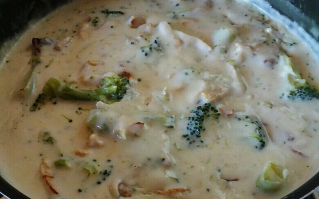 Macarrão com brócolis e creme branco