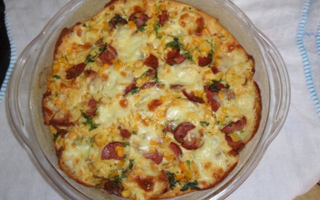 Torta de milho com bacon