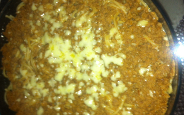 Macarrão com Estrogonofe de carne moída