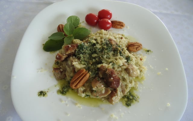 Risoto al Pesto com Nata e Nozes
