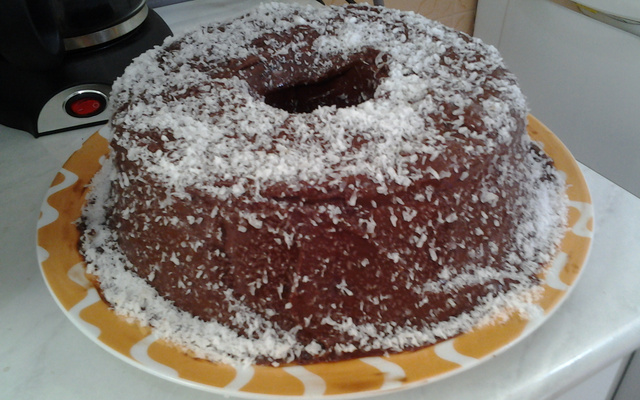 Bolo de micro-ondas de chocolate com cobertura ganache
