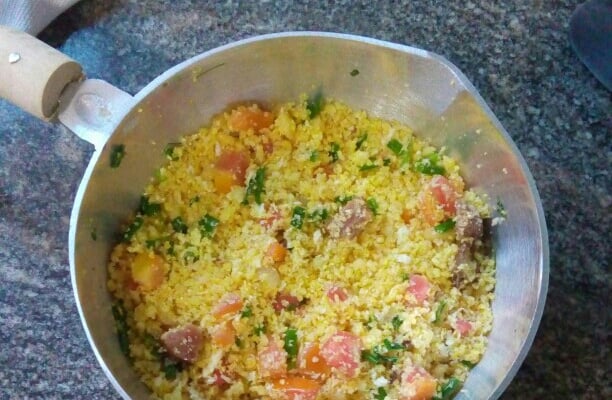 Farofa com sobras de cuscuz