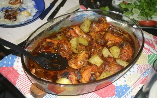 Frango assado com cerveja