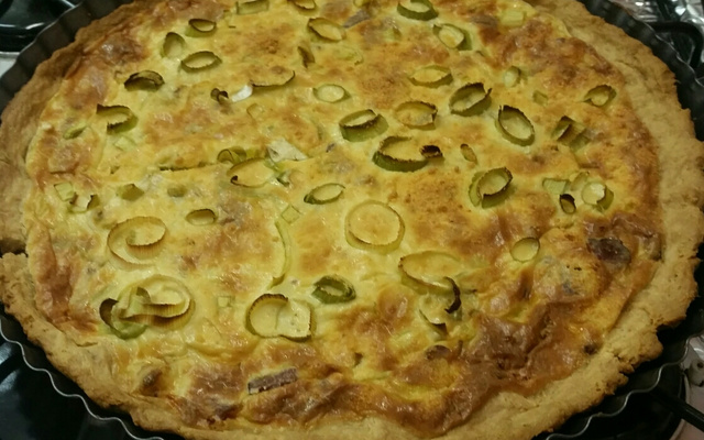 Quiche de alho poró com bacon