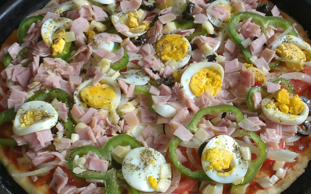 Pizza portuguesa de frigideira light