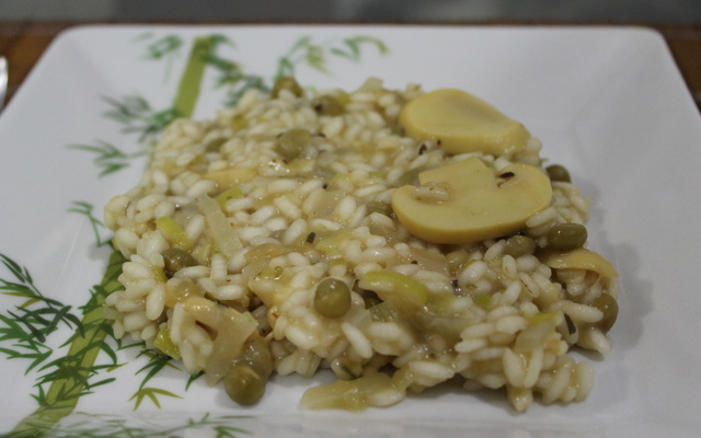 Risoto de ervilhas e champignons