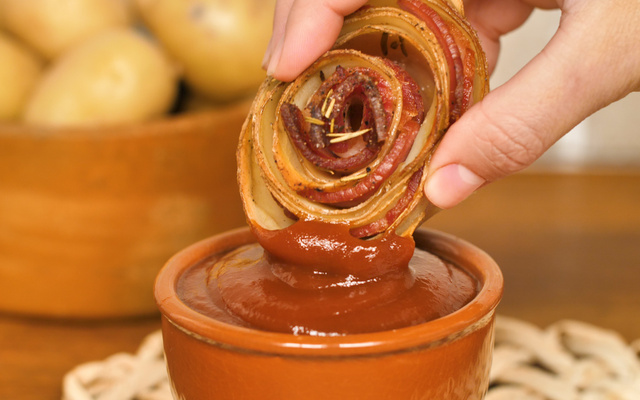 Flor de batata com bacon