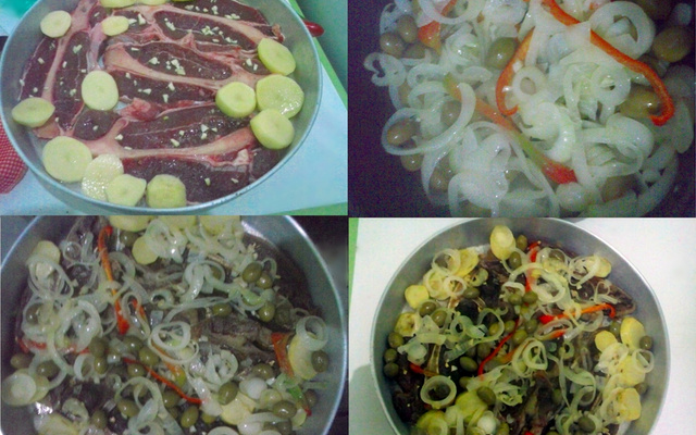 Chuleta assada com batatas