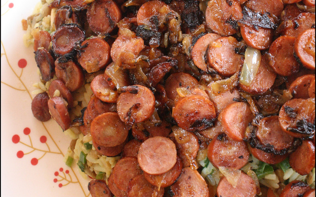 Arrumadinho de arroz com lentilha