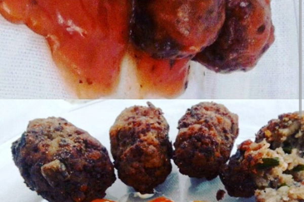 Almôndegas e bolinho de carne glúten e lactose free