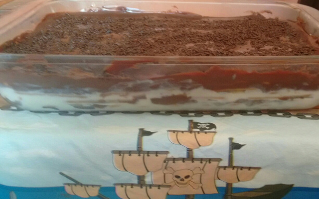 Pavê de chocolate preto e chocolate branco