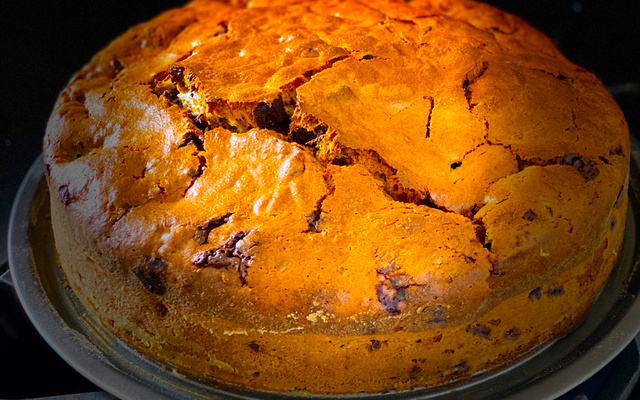 Bolo de banana com chocolate