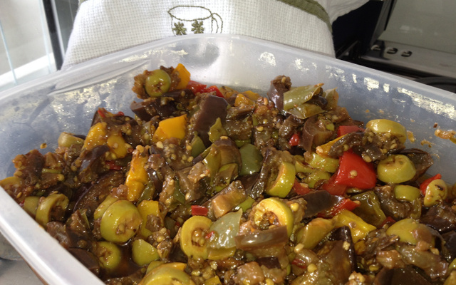 Escabeche colorido de berinjela do Vitor