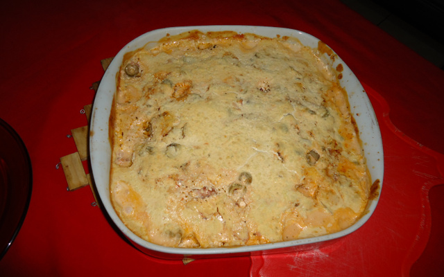 Gratinado de batata com presunto e queijo