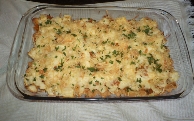 Frango gratinado com abóbora e queijo