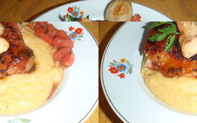 Frango com polenta mole com frango