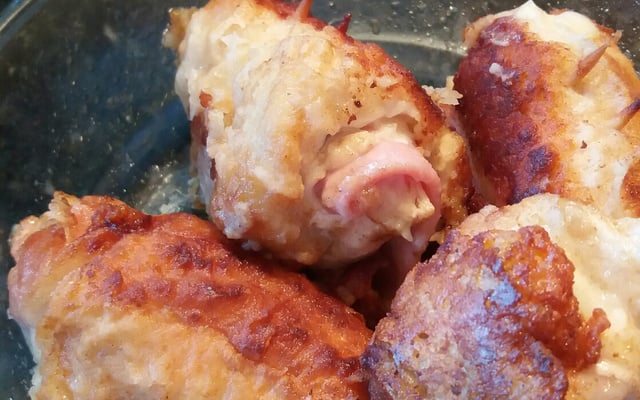 Frango enroladinho com presunto e mussarela