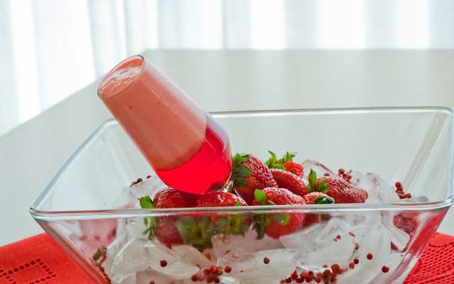 Gelatina com creme rosado