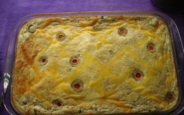 Torta de atum com arroz e legumes