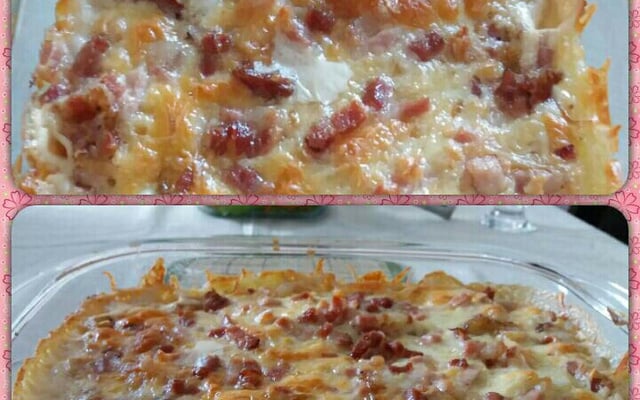 Batatas gratinadas com bacon