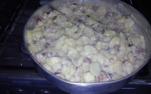 Batata cremosa com bacon