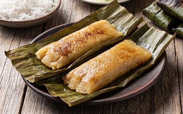 Pé de moleque nordestino de mandioca e coco em folhas