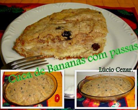 Cuca de banana com passas