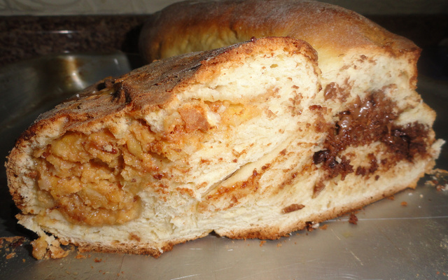 Trança de banana com chocolate