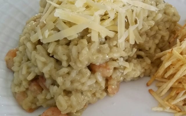 Risoto de camarão ao gorgonzola