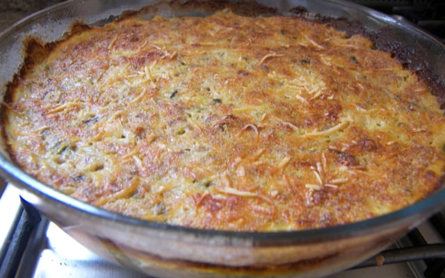 Souflé de abobrinha e patinho moído