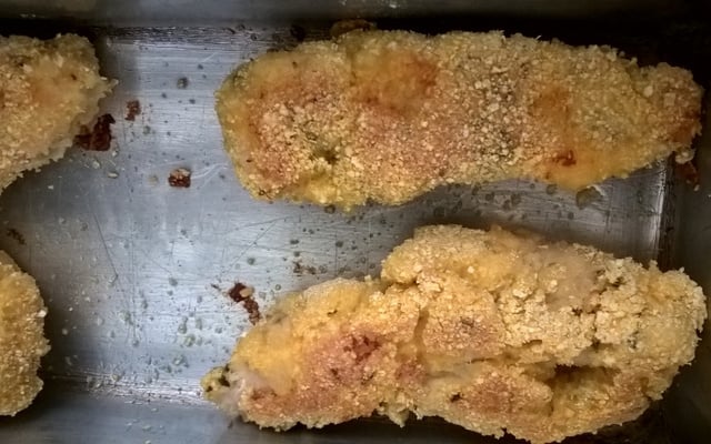 Filezinhos (sassami) à milanesa ao forno