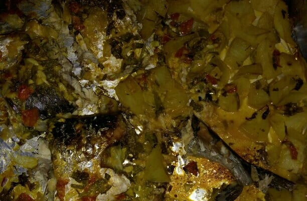 Tainha e bagre assado