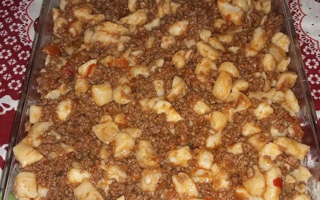 Nhoque de batata com molho bolonhesa (massa leve)