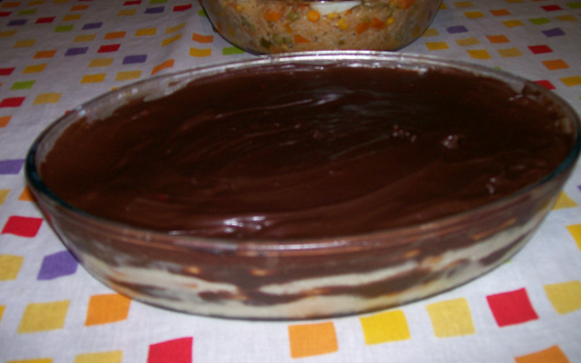 Pavê de chocolate preto e chocolate branco