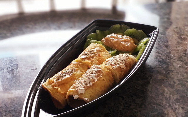 Crepioca com brigadeiro de chá verde