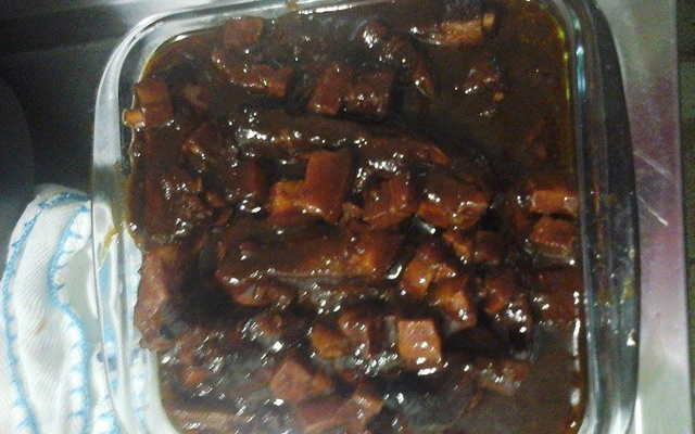 Costela de porco suína ao molho agridoce