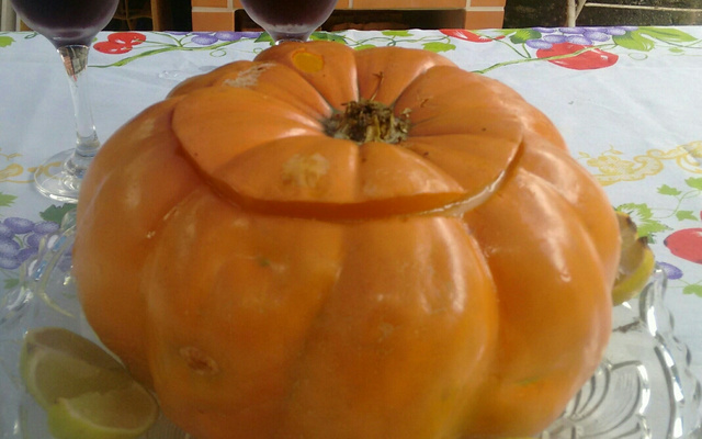 Abóbora recheada com carne seca