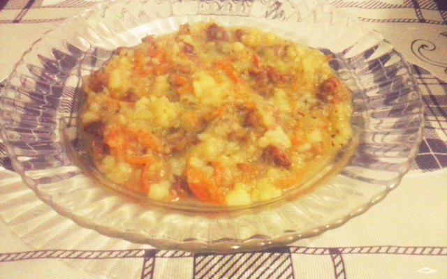 Caldinho de batata com linguicinha