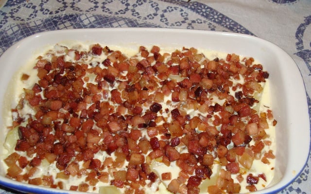 Batata com requeijão e bacon